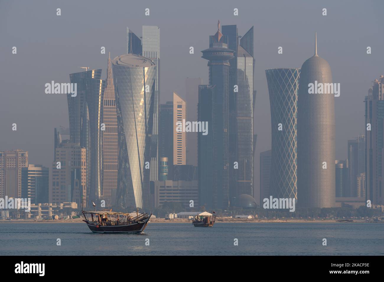 Morning view of West Bay and Doha City Center, Qatar Stock Photo Alamy