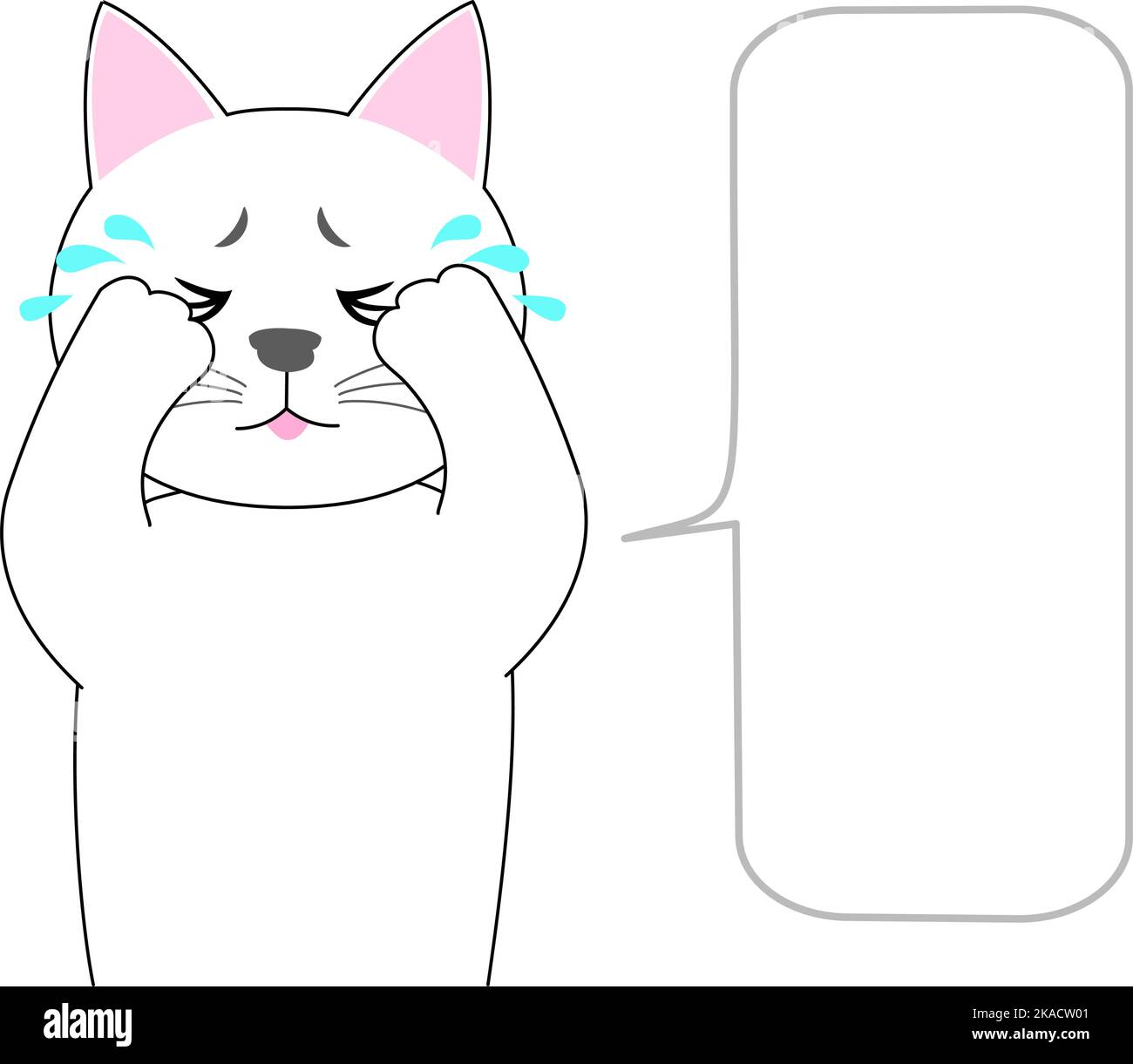 A White Kitten expressing sadness with tears Stock Vector