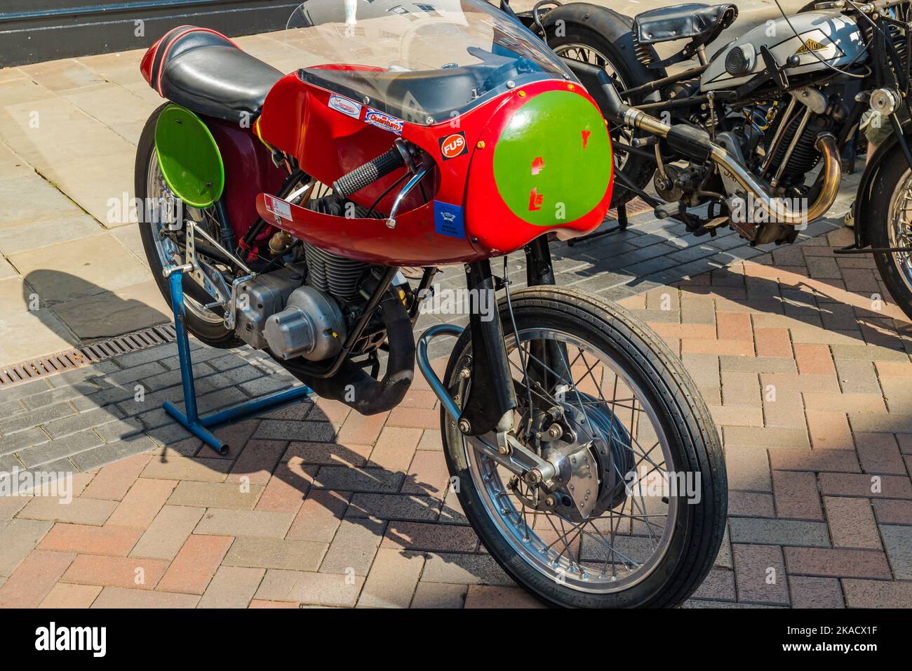 Classic Motor Bike on display in Gloucester city centre Stock Photo Alamy