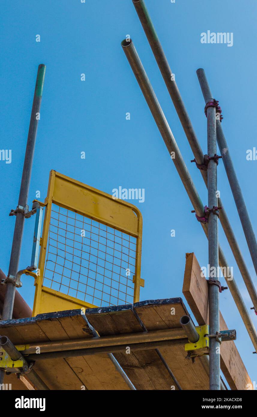 Scaffolding poles on a domestic property Stock Photo Alamy