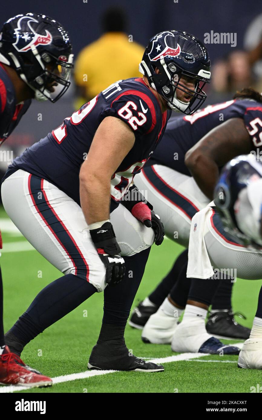 Houston Texans offensive tackle KC McDermott (62) during the NFL Football Game between the Tennessee Titans and the Houston Texans on Sunday, October Stock Photo