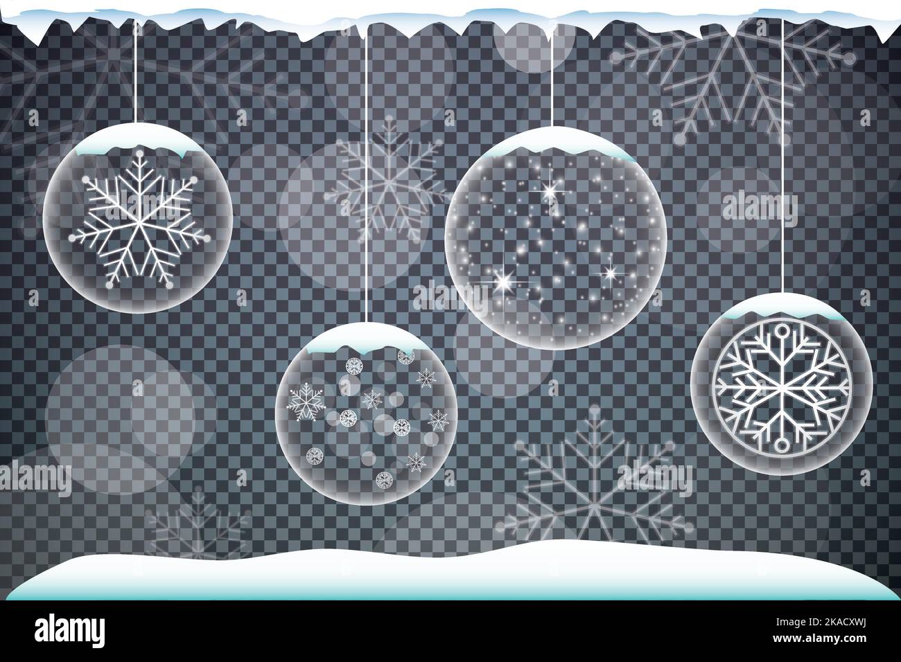 Christmas ornaments made from snowflakes vector illustration Stock ...