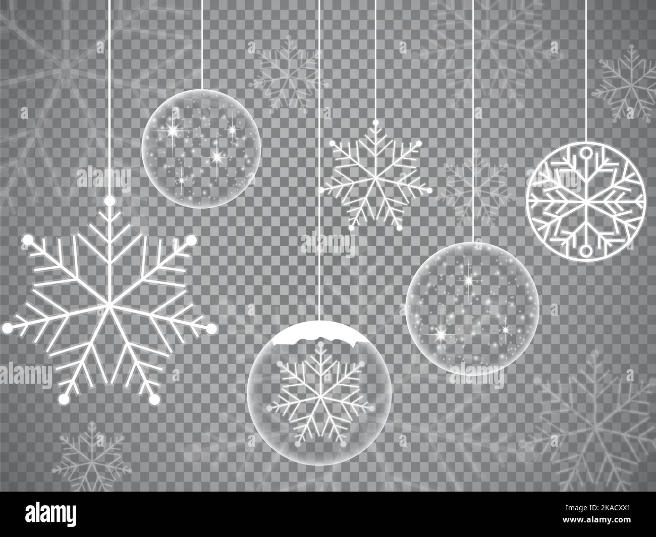 Christmas ornaments made from snowflakes vector illustration Stock ...