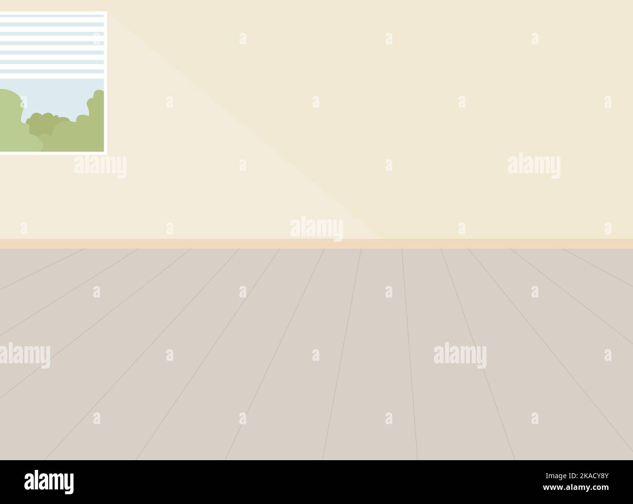 Empty room with window flat color vector illustration Stock Vector