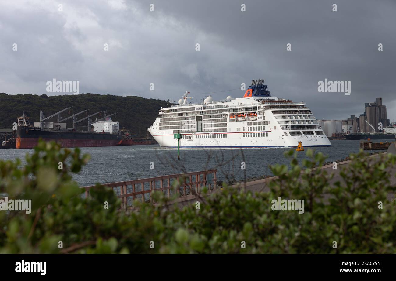 Cruise ship arriving at Durban Harbour from Cape Town, November 2022. Stock Photo