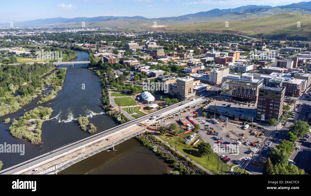 Aerial view of Missoula, Montana, USA Stock Photo