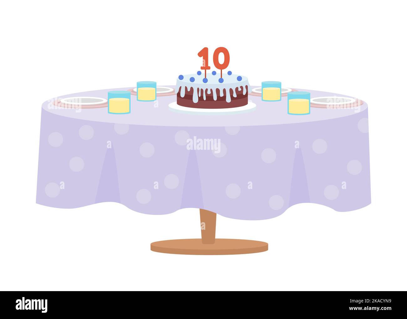 Child birthday festive board semi flat color vector object Stock Vector