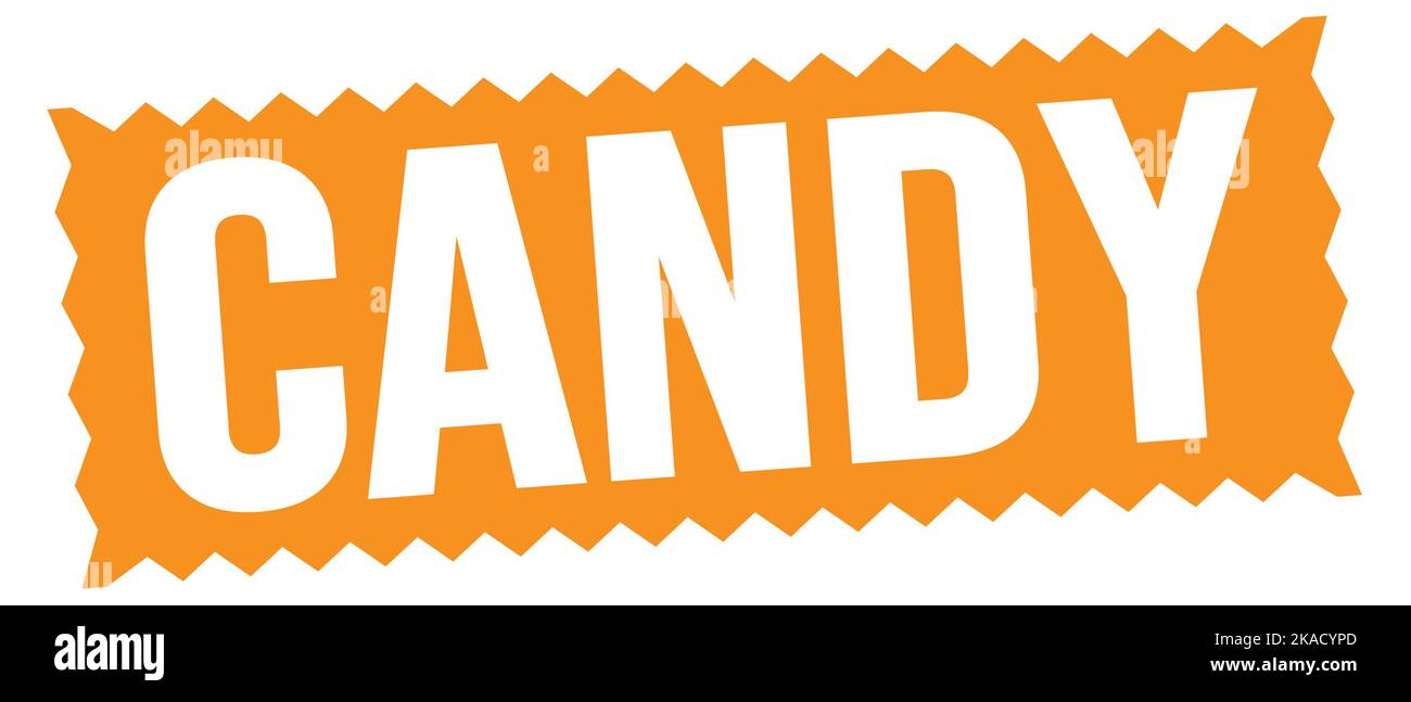 CANDY text written on orange zig-zag stamp sign Stock Photo - Alamy