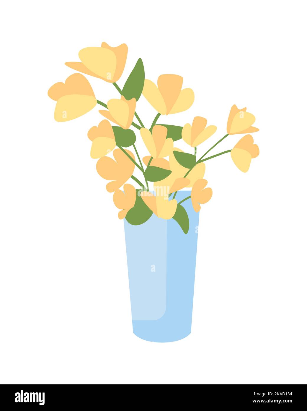 Blue vase with flowers semi flat color vector object Stock Vector