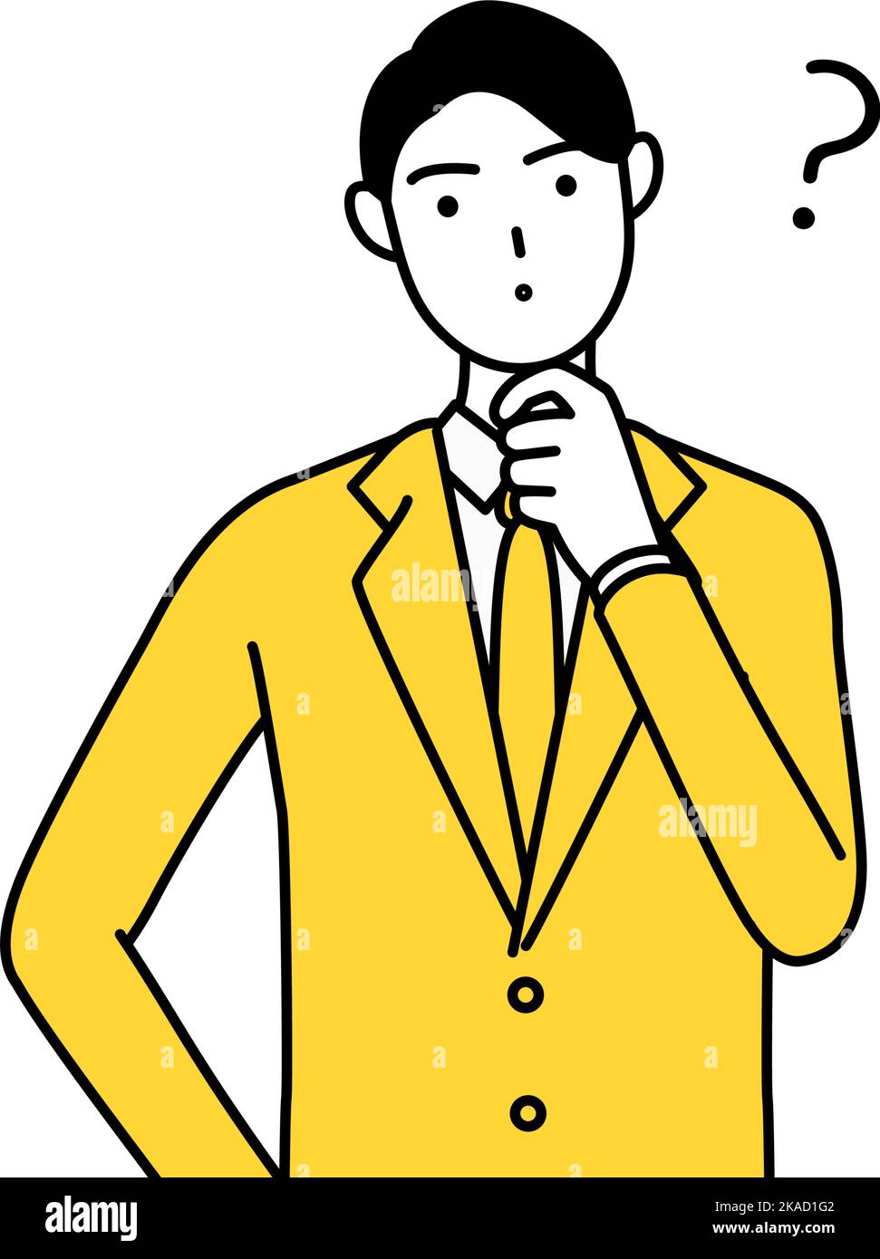 Simple line drawing illustration of a businessman in a suit with
