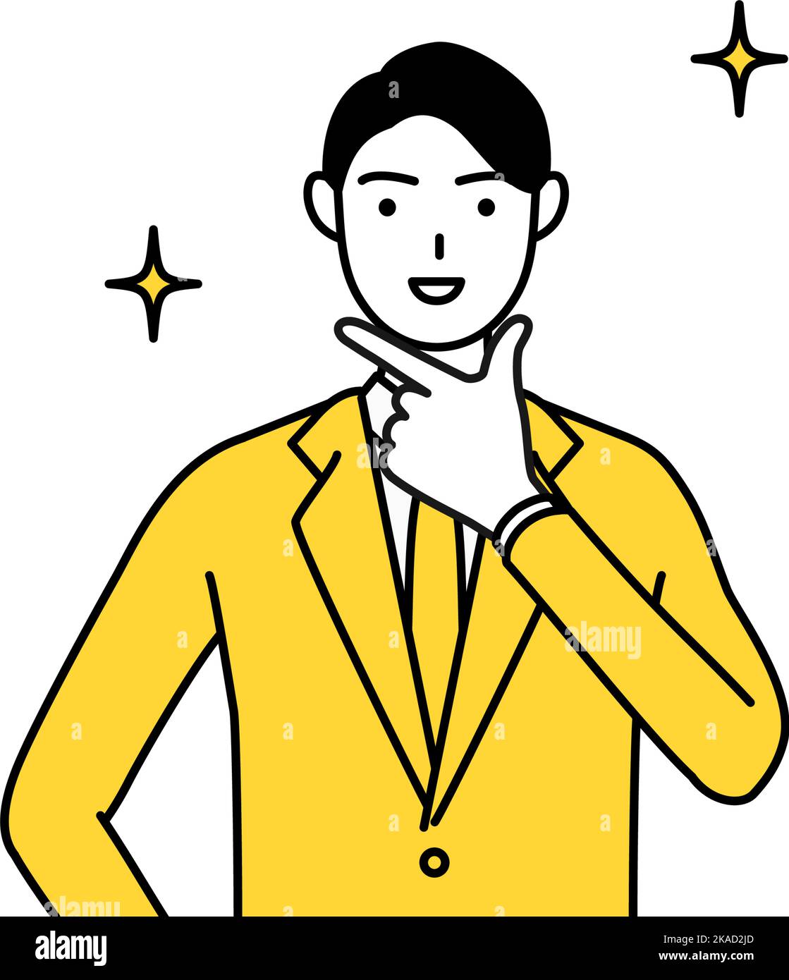 Simple line drawing illustration of a businessman in a suit in a