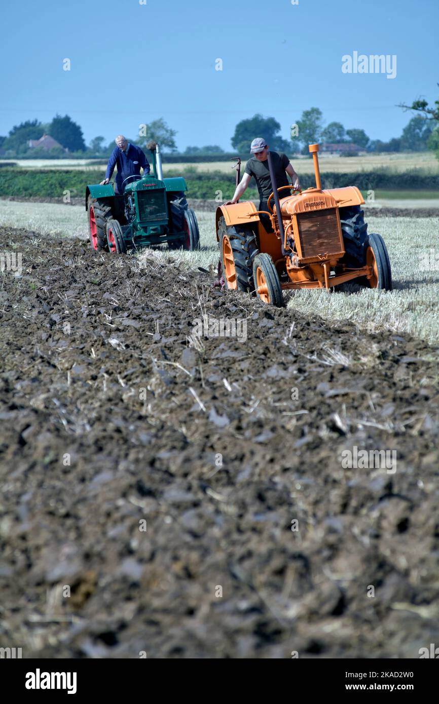 vintage tractors competing in vintage plough day brampton suffolk