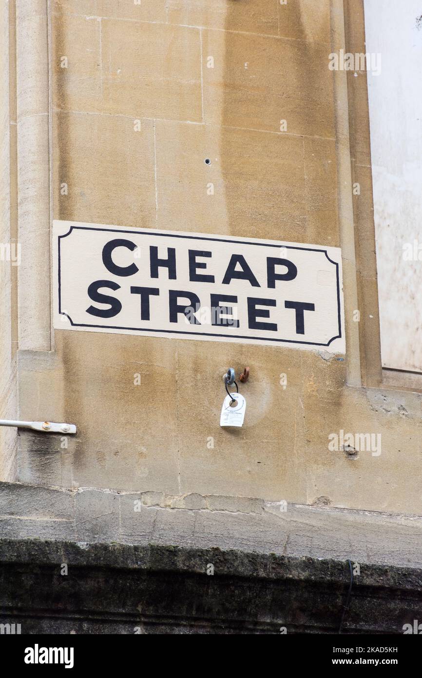 Cheap Street sign in Bath, Somerset, England, UK Stock Photo