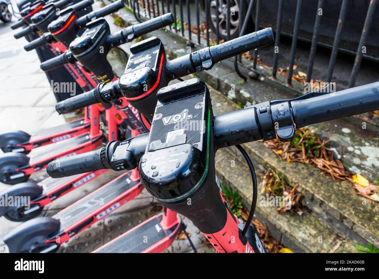 Voi  E-Scooters in Bath, Somerset, England, the only World Heritage City in the UK. Stock Photo