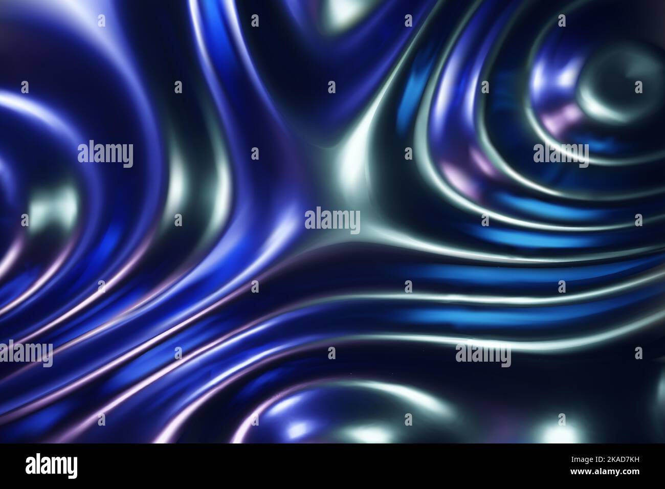 Blue liquid molten metal abstract wavy background with light reflects Stock Vector