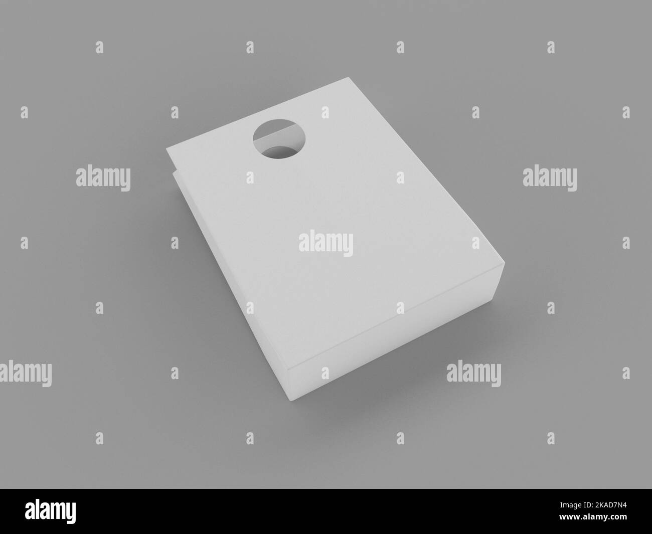 A 3d rendering illustration of a white shopping bag on a grey ...