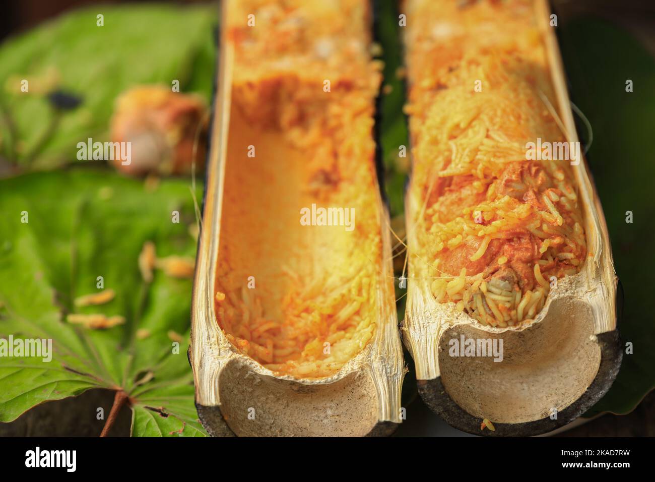 araku famous bamboo chicken ,bamboo biryani Stock Photo Alamy