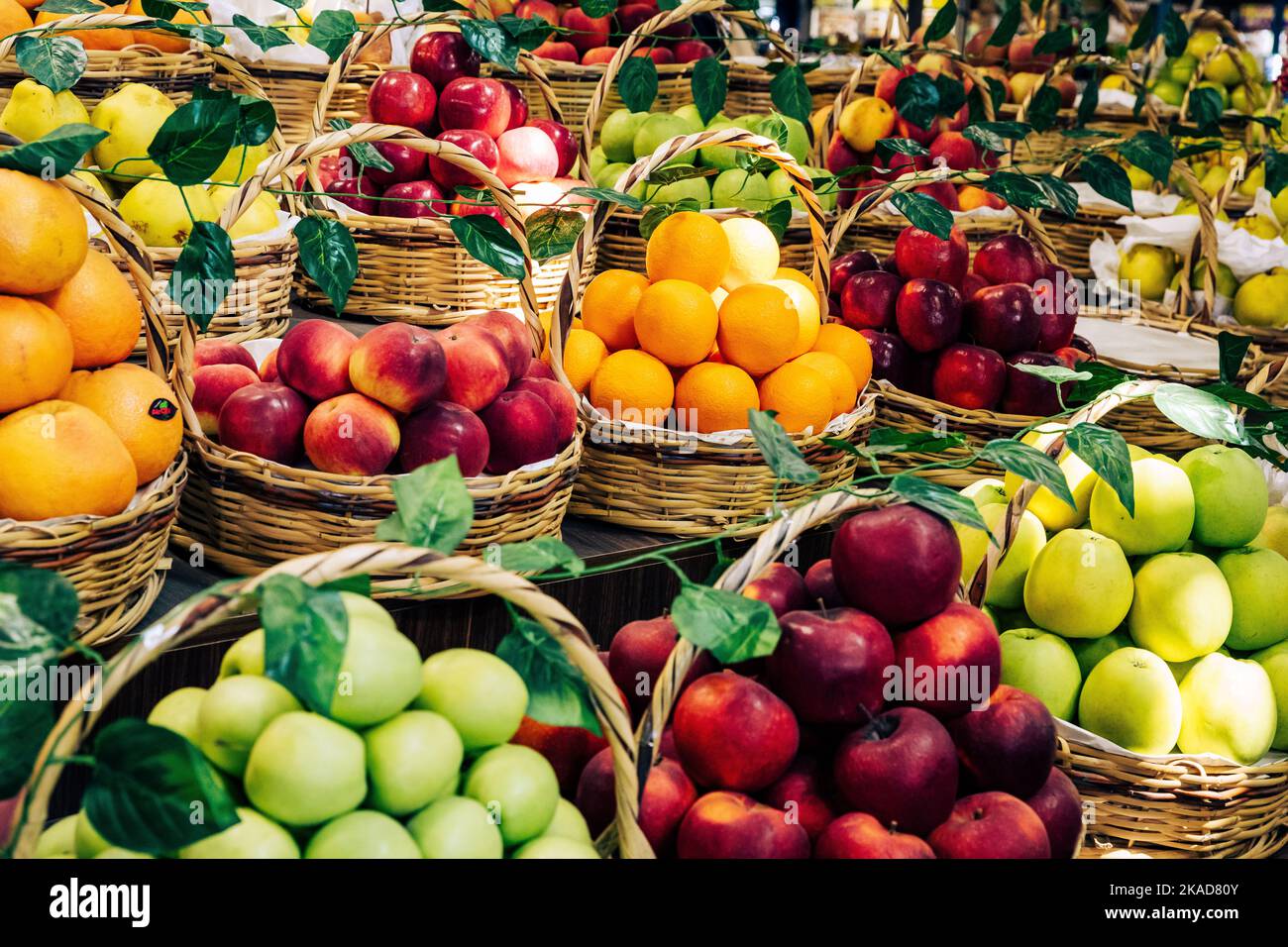 Green Market in Baku. Fresh fruit and vegetables at a traditional food bazaar. Baku, Azerbaijan