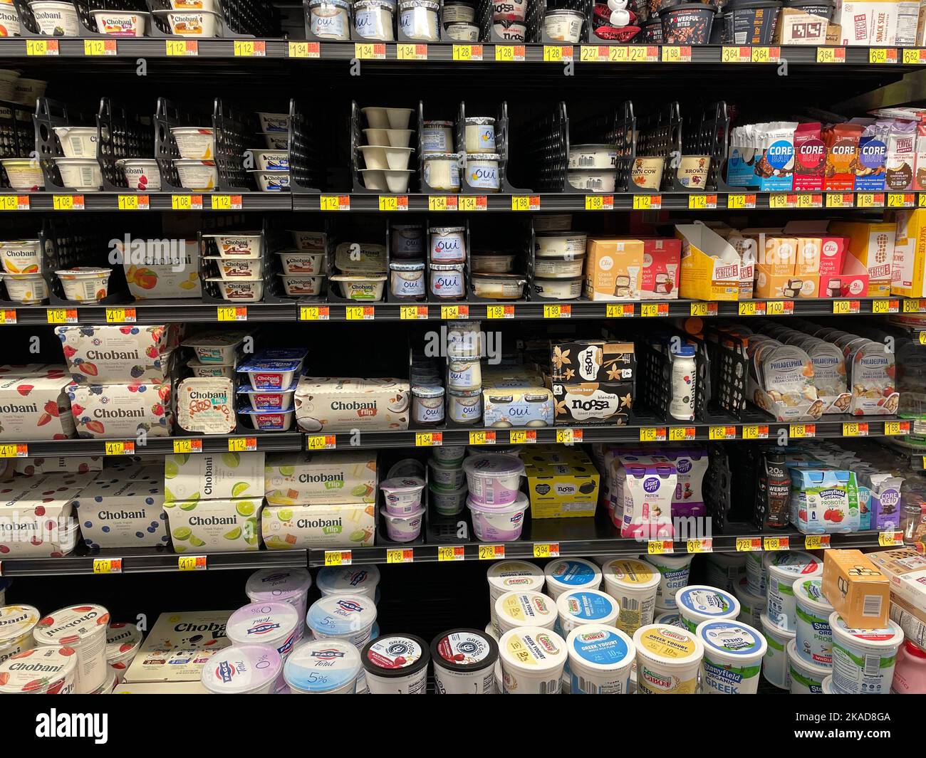 Grovetown, Ga USA 04 21 22 Walmart retail store interior yogurt