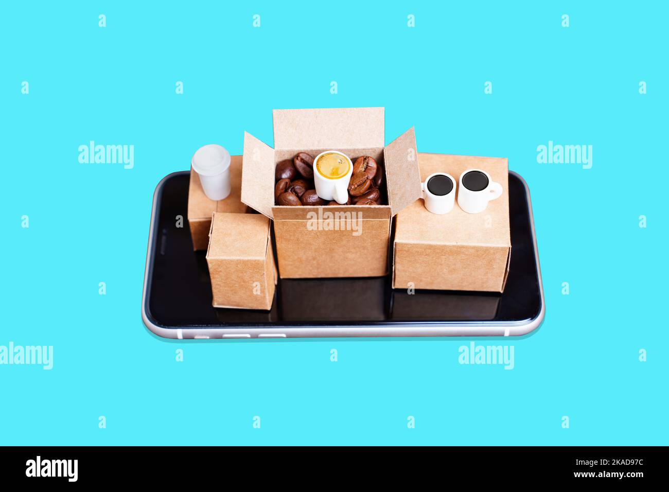 Cardboard - paper cup of coffee placed on the stones of a jetty in