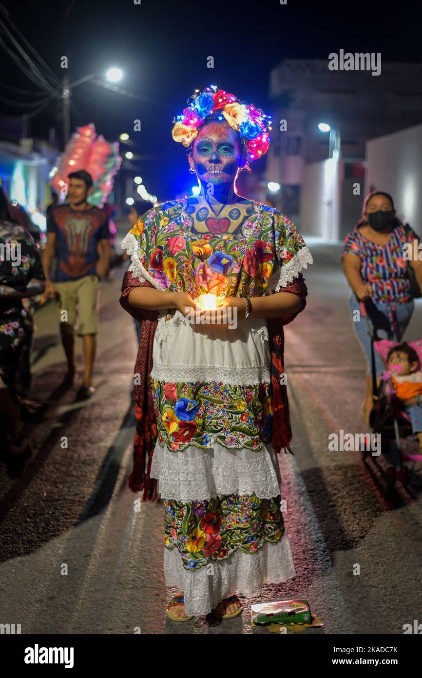 Progreso, Mexico. 01st Nov, 2022. November 1, 2022, Progreso, Mexico Persons dressed with