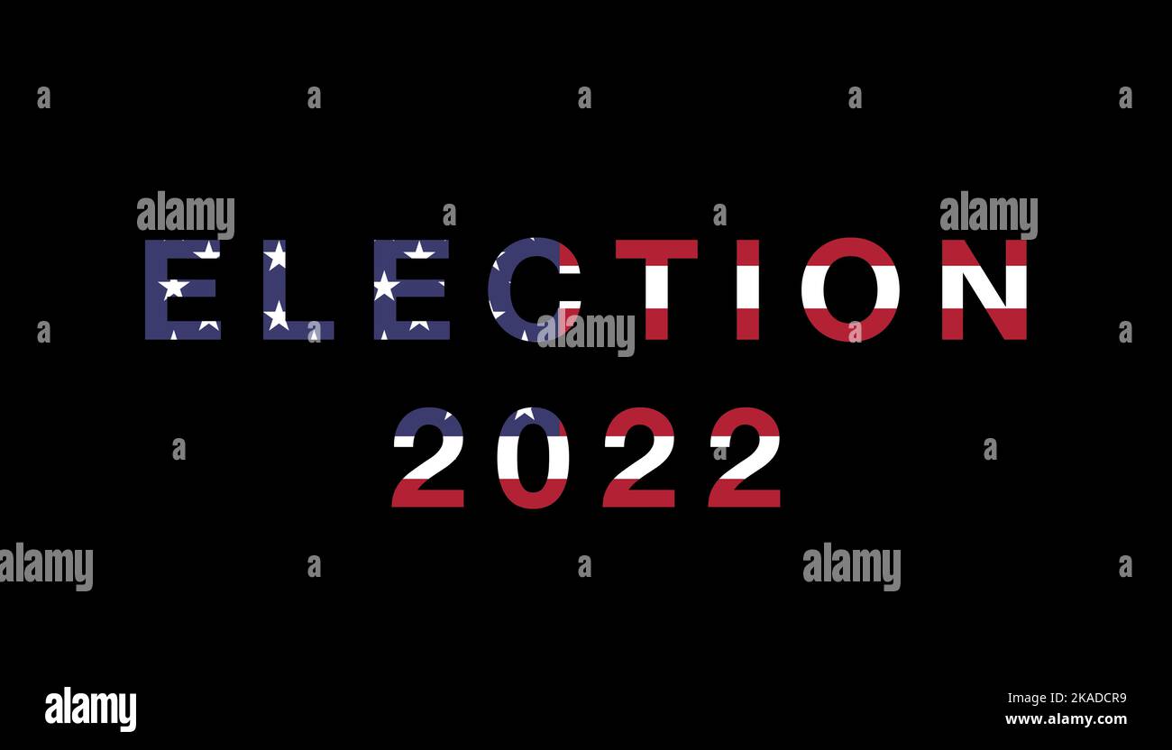 USA Election 2022 text with American flag on black background Stock Photo