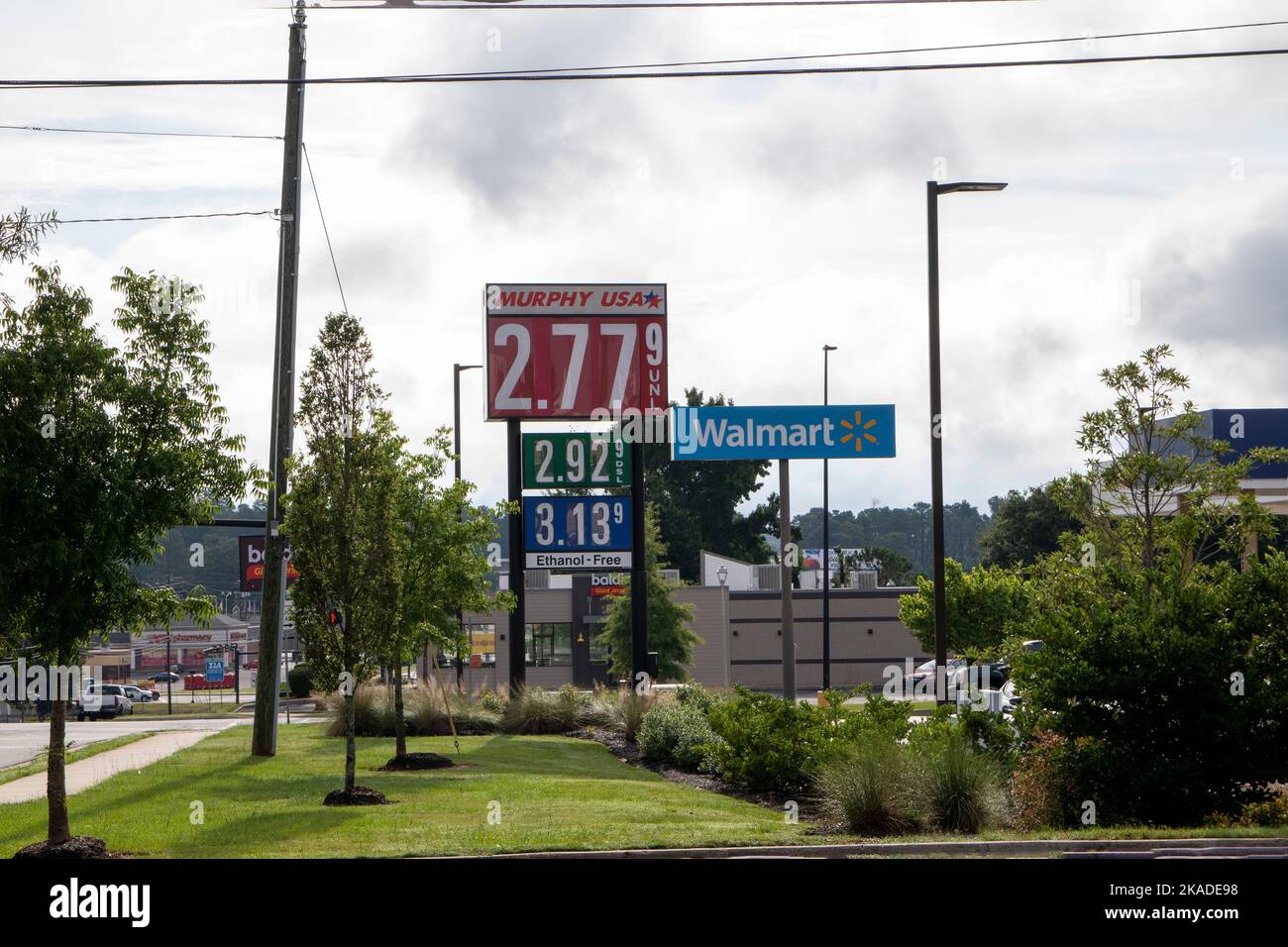 Augusta, Ga USA - 07 19 21: Murphy Gas station street gas price sign Stock Photo