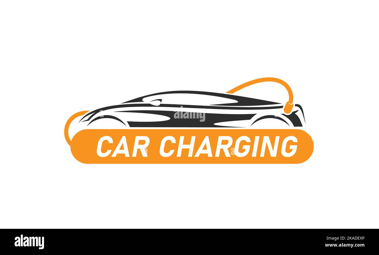 Electric car charge service icon, electric vehicle charging station vector sign. EV or BEV automobiles battery plug charge point symbol of power station for electric and hybrid energy cars Stock Vector