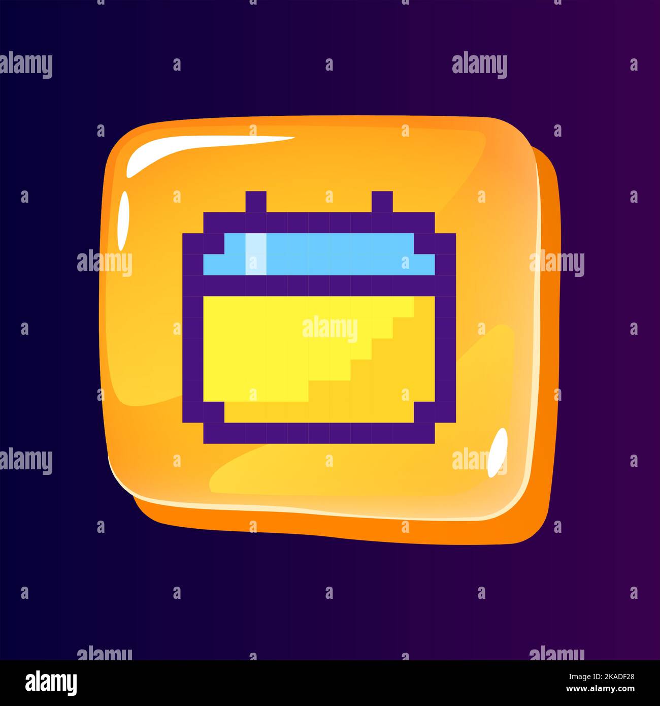 Calendar glossy ui button with pixelated color icon Stock Vector Image ...