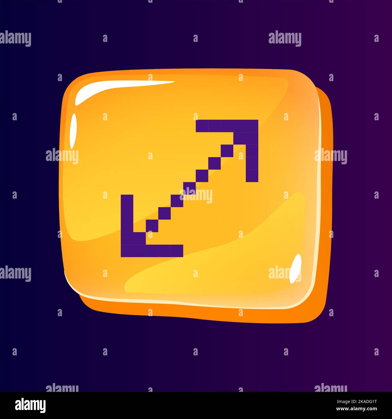 Enlarge glossy ui button with pixelated color icon Stock Vector