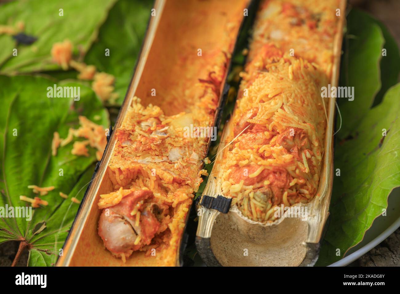 araku famous bamboo chicken ,bamboo biryani Stock Photo Alamy