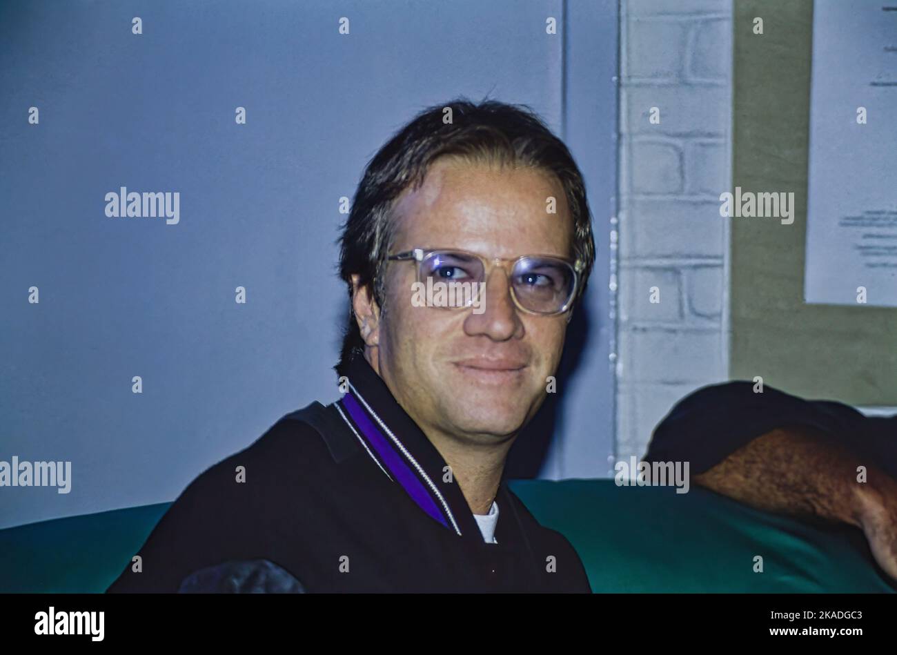 Actor Christopher Lambert relaxed on a sofa in Edinburgh, Scotland in August 1992 Stock Photo