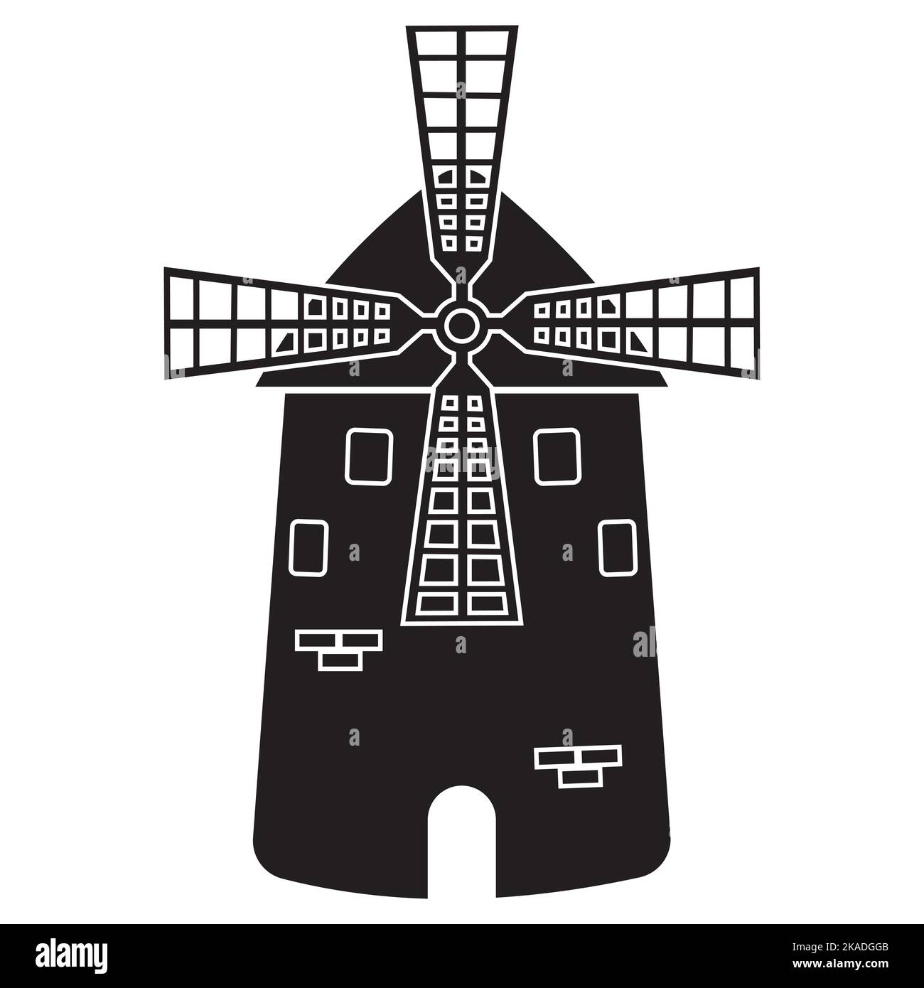 Mill, black chiluet icon, isolated vector illustration. Stock Vector