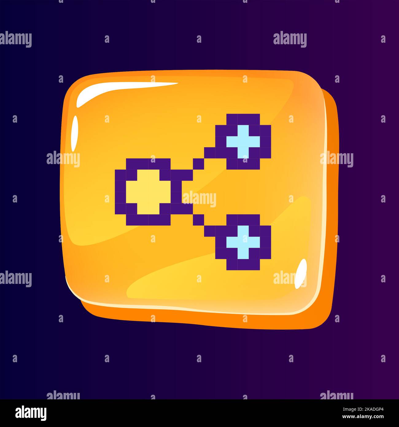 Share content glossy ui button with pixelated color icon Stock Vector ...