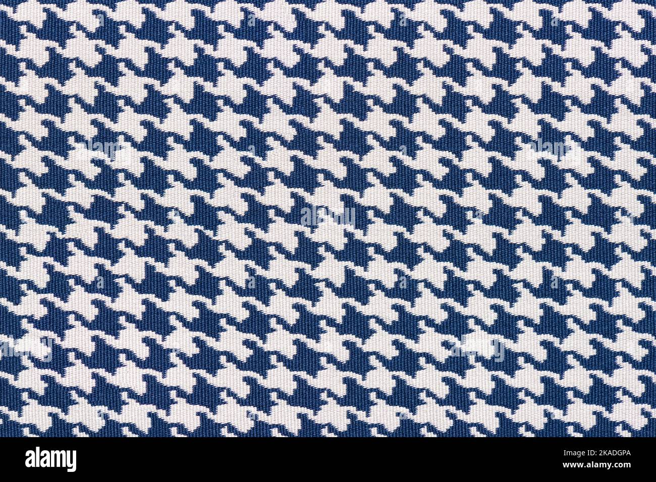Houndstooth fabric pattern repeat blue white Stock Photo