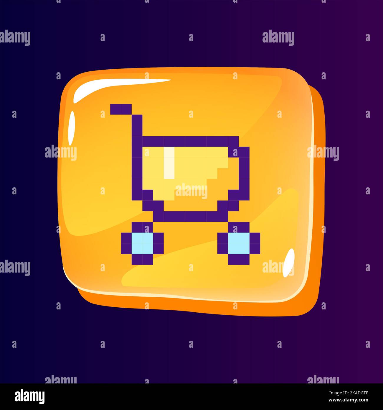 Shopping cart glossy ui button with pixelated color icon Stock Vector ...
