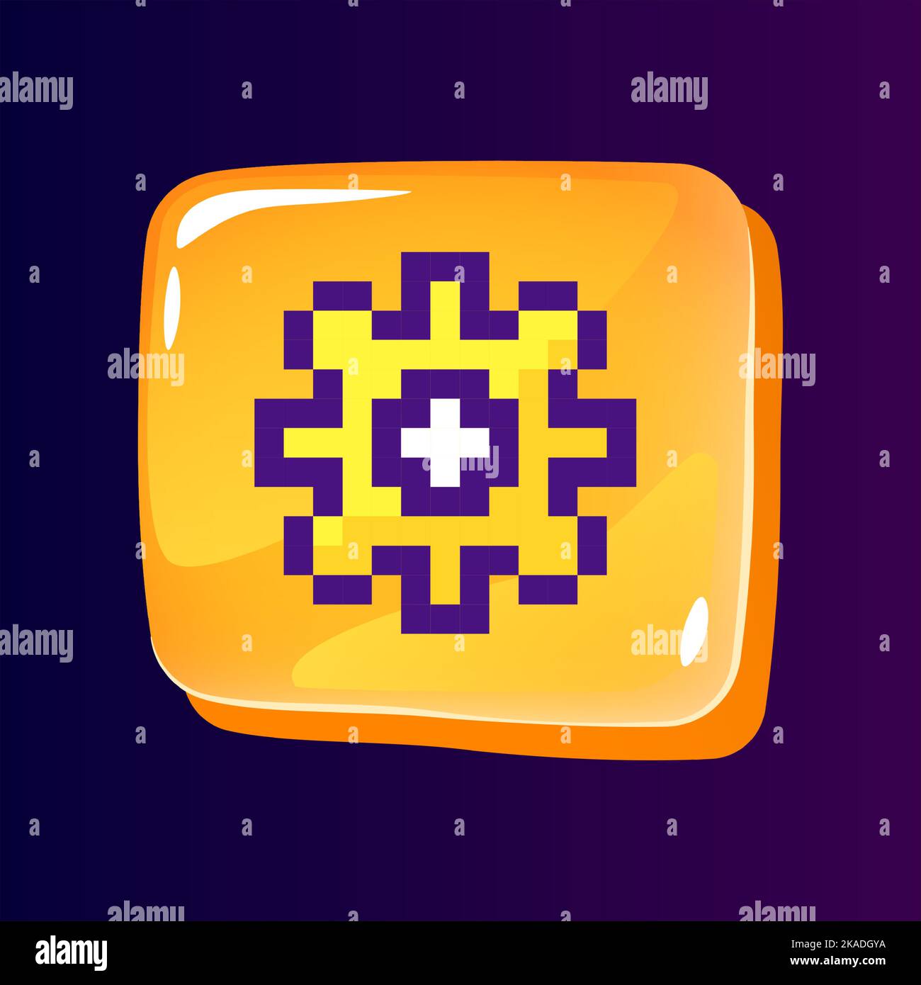 Cogwheel glossy ui button with pixelated color icon Stock Vector Image ...