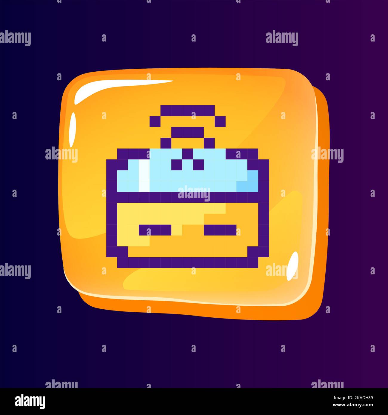 Non contact payment glossy ui button with pixelated color icon Stock ...