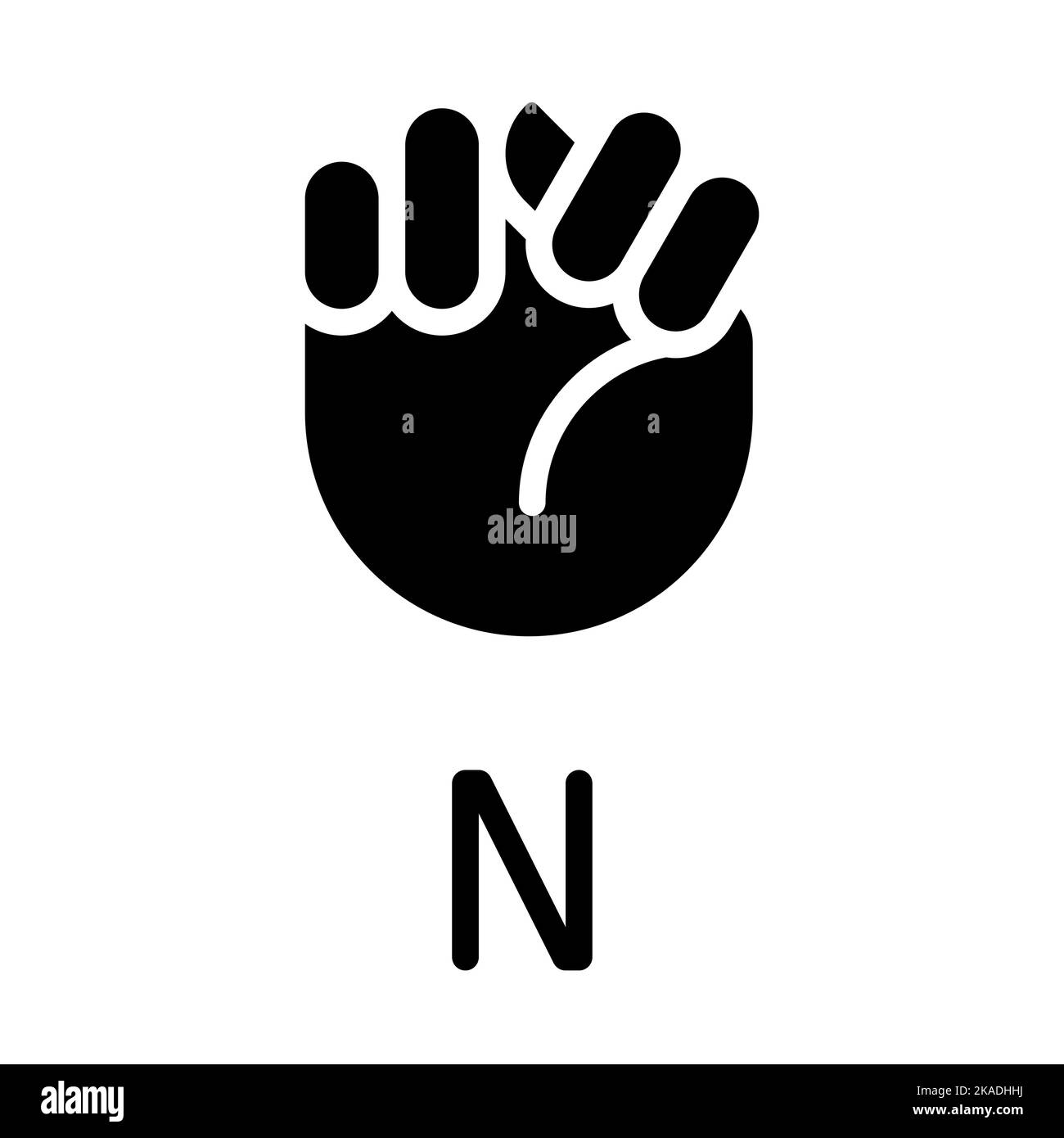 Letter N sign in ASL black glyph icon Stock Vector Image & Art - Alamy