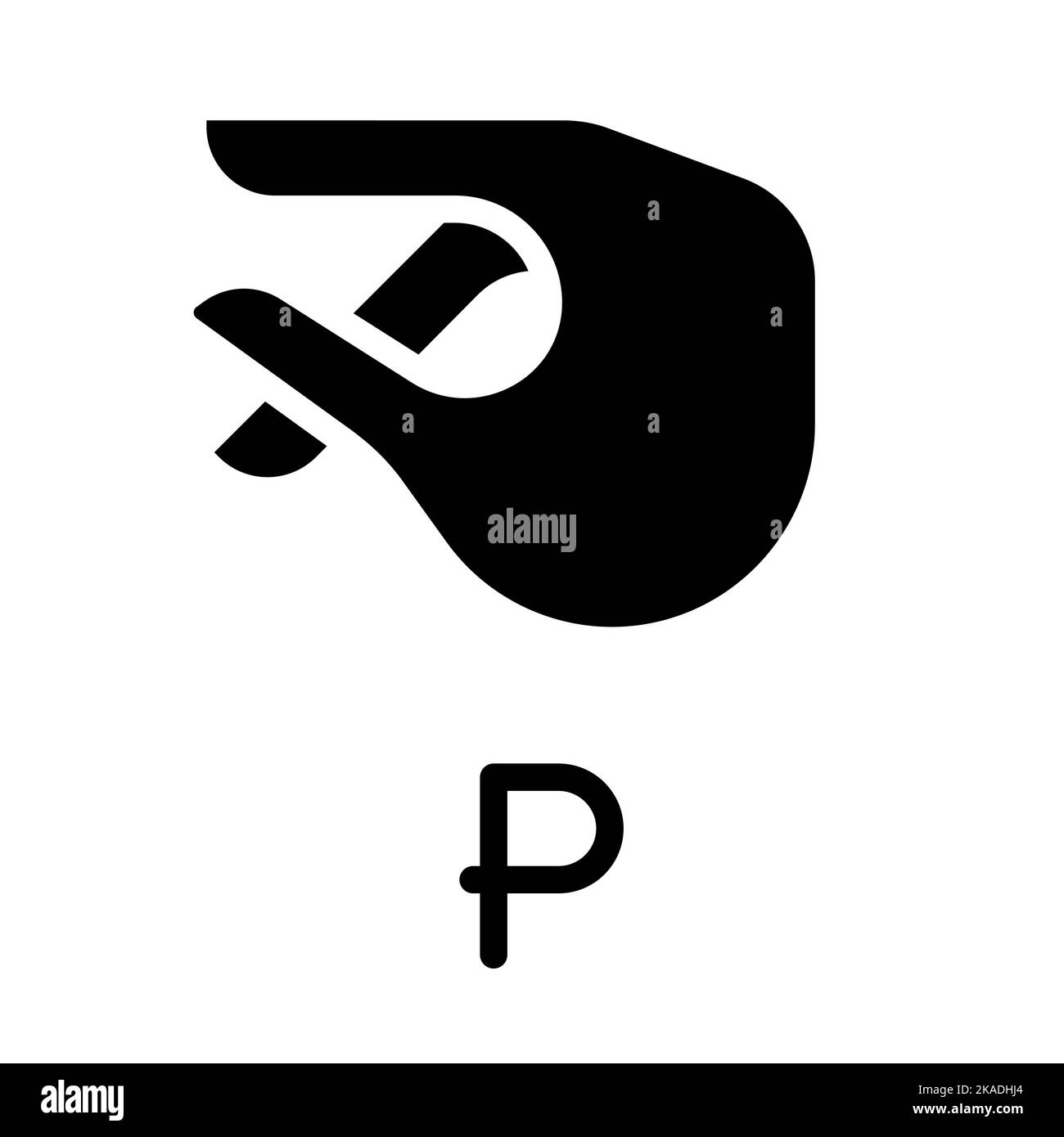 Letter P sign in ASL black glyph icon Stock Vector Image & Art Alamy