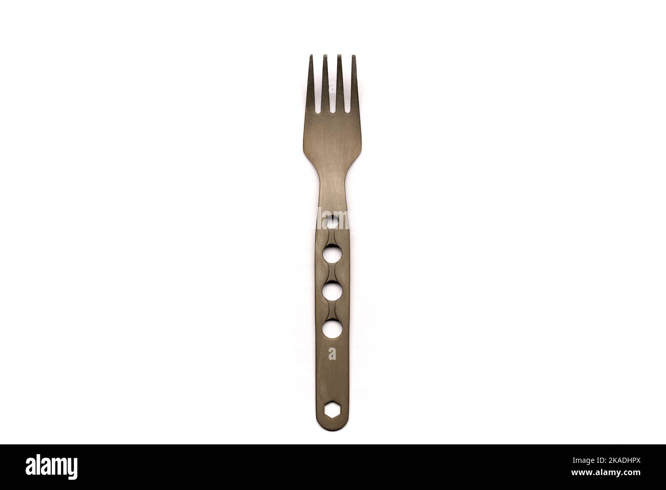 Titanium Camping Utensil Fork on a white background Stock Photo Alamy