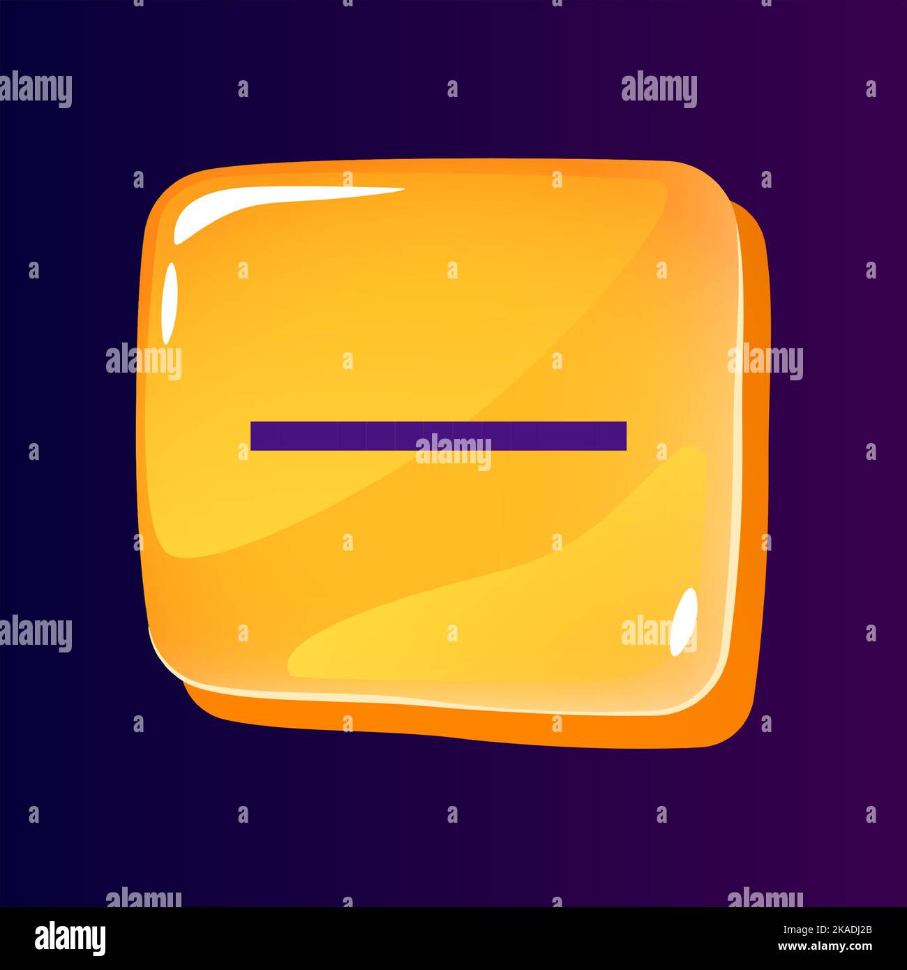 Minus sign glossy ui button with pixelated color icon Stock Vector