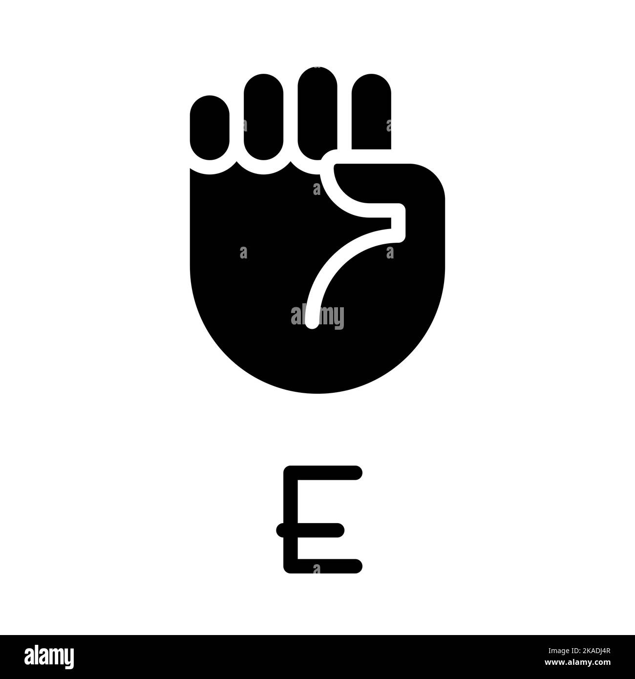 Letter E visualization in ASL black glyph icon Stock Vector Image & Art