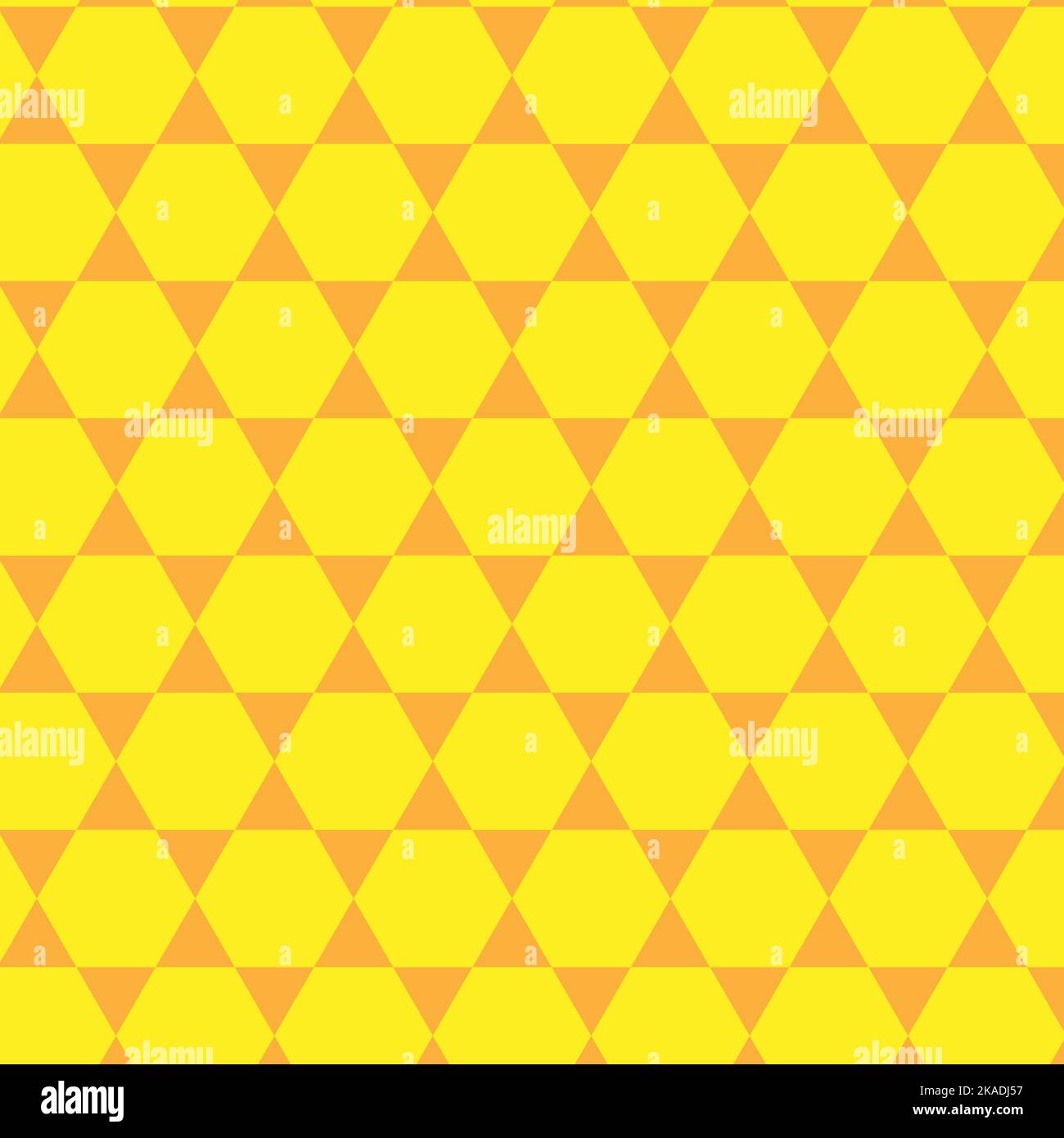 Vector seamless pattern of geometric shapes. Yellow hexagons and triangles allover print. Stock Vector