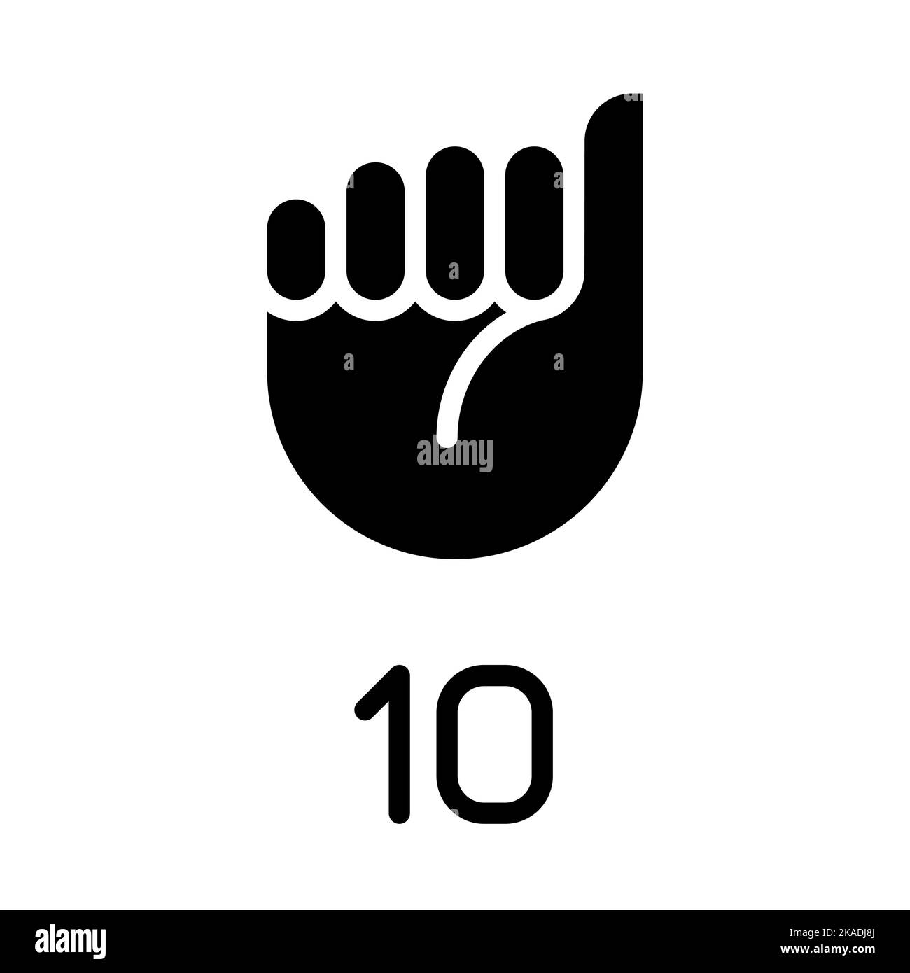 Signing digit ten in ASL black glyph icon Stock Vector Image & Art Alamy