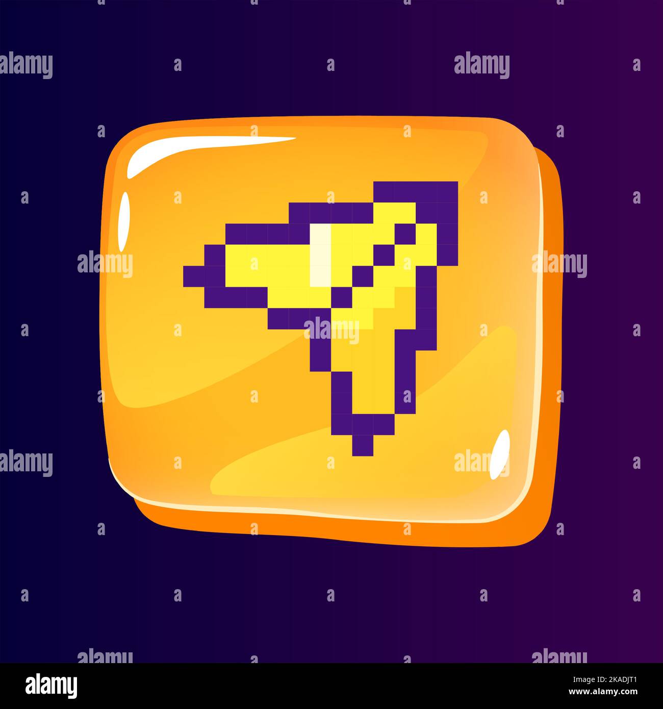 Send message glossy ui button with pixelated color icon Stock Vector