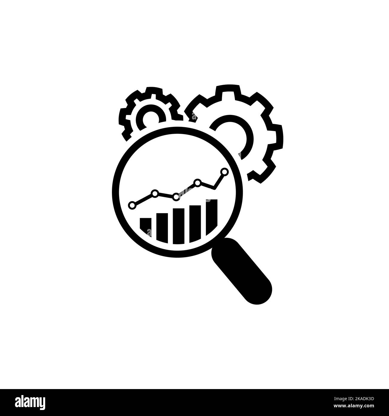 Magnifying glass market research on white background Stock Vector