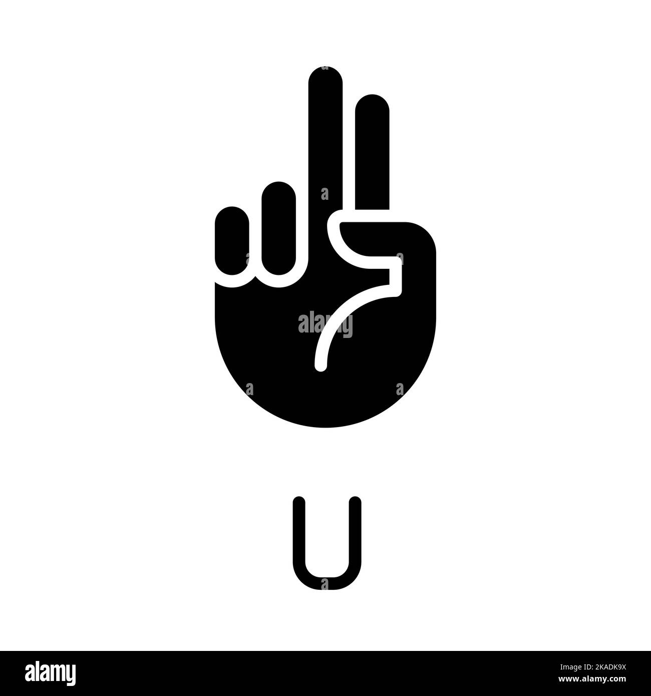 Letter U sign in ASL black glyph icon Stock Vector Image & Art Alamy