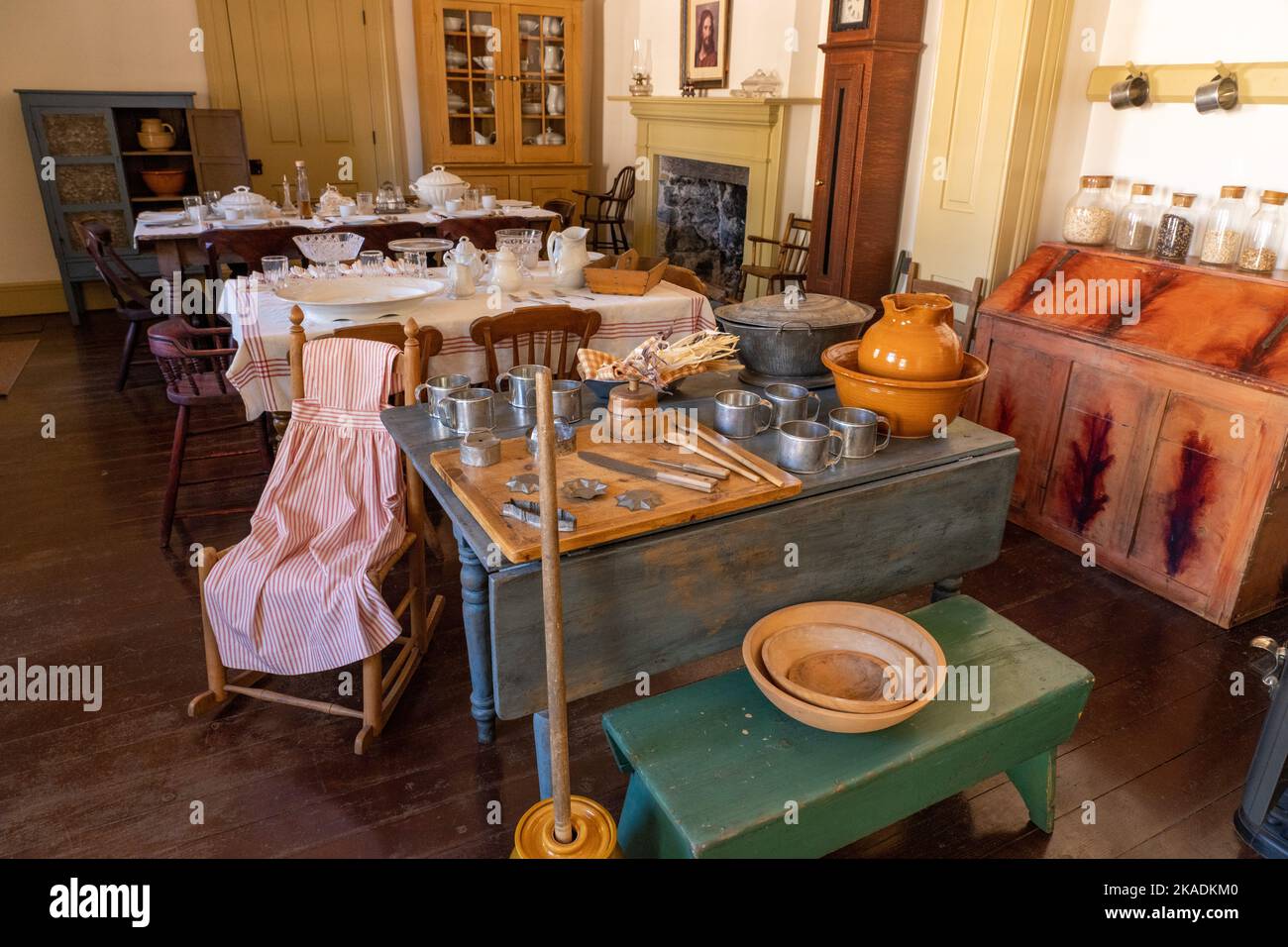 Antique tables, chairs & kitchenware in a dining room in the Cove Creek ...