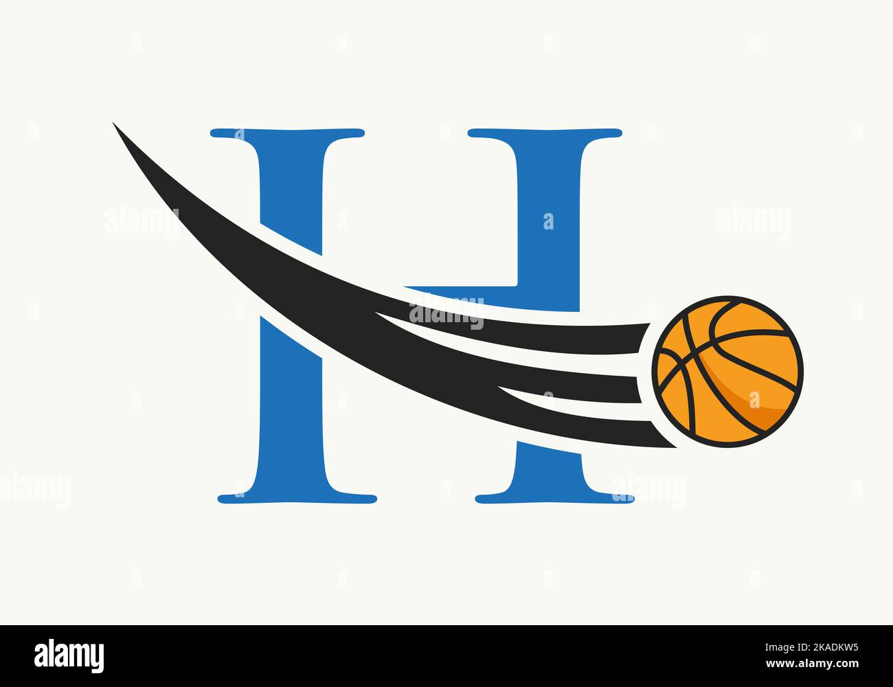 Initial Letter H Basketball Logo Concept With Moving Basketball Icon